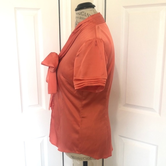 Orange Front Bow Festive Blouse - Picture 3 of 11